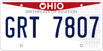 OH license plate GRT7807
