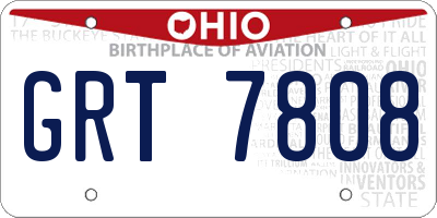 OH license plate GRT7808