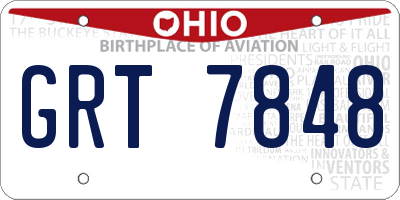OH license plate GRT7848
