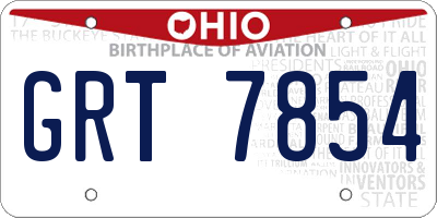 OH license plate GRT7854