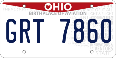 OH license plate GRT7860