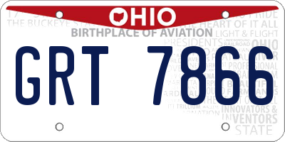OH license plate GRT7866