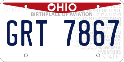 OH license plate GRT7867