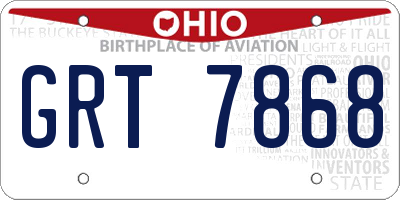 OH license plate GRT7868