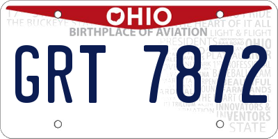 OH license plate GRT7872