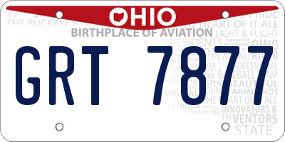 OH license plate GRT7877