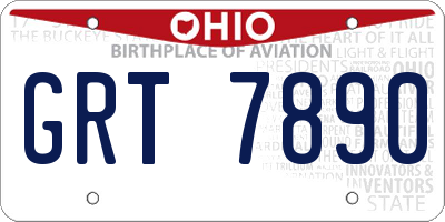 OH license plate GRT7890