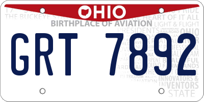 OH license plate GRT7892