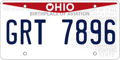 OH license plate GRT7896