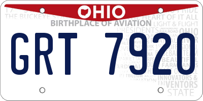 OH license plate GRT7920