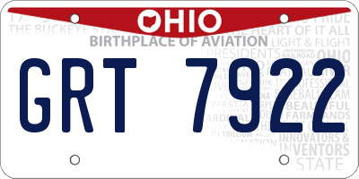 OH license plate GRT7922