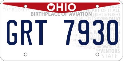 OH license plate GRT7930