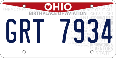 OH license plate GRT7934