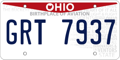 OH license plate GRT7937