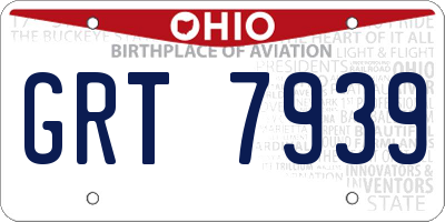 OH license plate GRT7939