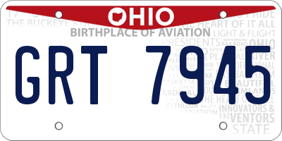 OH license plate GRT7945