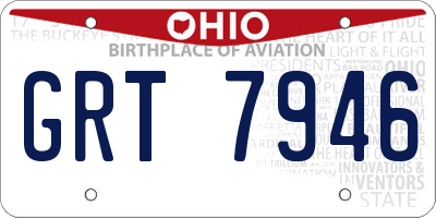 OH license plate GRT7946