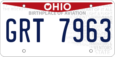OH license plate GRT7963