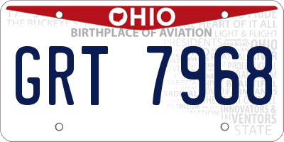 OH license plate GRT7968