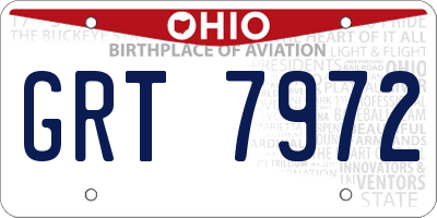 OH license plate GRT7972