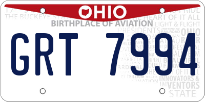 OH license plate GRT7994
