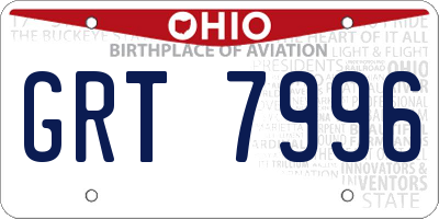 OH license plate GRT7996