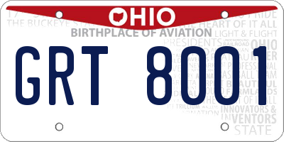 OH license plate GRT8001