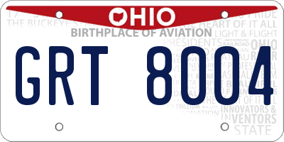 OH license plate GRT8004