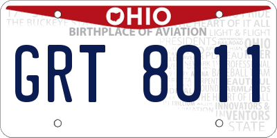 OH license plate GRT8011