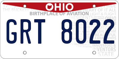 OH license plate GRT8022