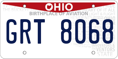 OH license plate GRT8068