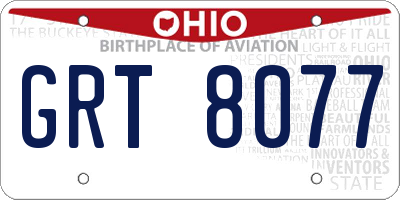 OH license plate GRT8077