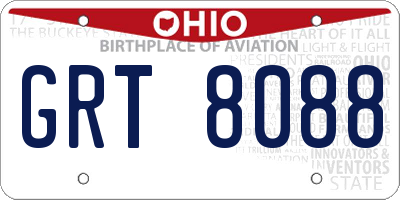 OH license plate GRT8088