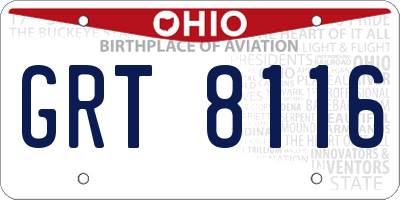 OH license plate GRT8116