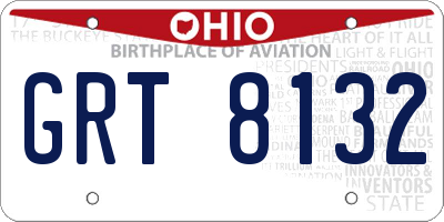 OH license plate GRT8132