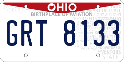 OH license plate GRT8133