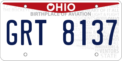 OH license plate GRT8137