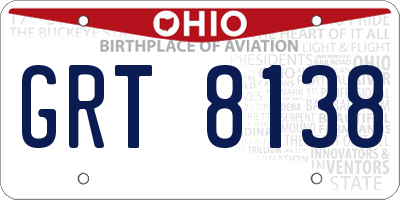 OH license plate GRT8138