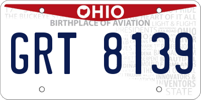 OH license plate GRT8139