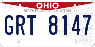 OH license plate GRT8147