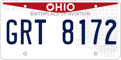 OH license plate GRT8172