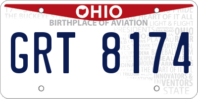 OH license plate GRT8174
