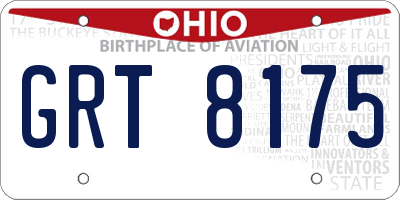 OH license plate GRT8175
