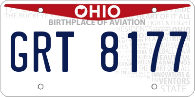 OH license plate GRT8177