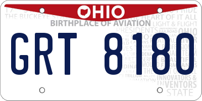OH license plate GRT8180