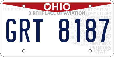 OH license plate GRT8187
