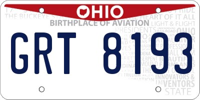 OH license plate GRT8193