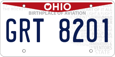 OH license plate GRT8201
