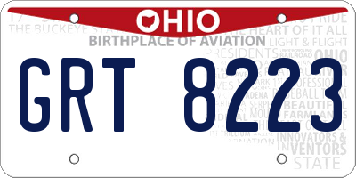 OH license plate GRT8223