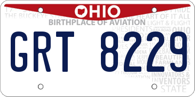 OH license plate GRT8229